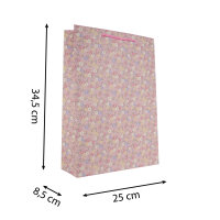 Geschenktasche mit Blumenmuster in Pink und Größe 34,5 x 25 x 8,5 cm, FSC Mix zertifiziert