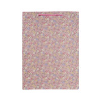 Geschenktasche mit Blumenmuster in Pink und Größe 34,5 x 25 x 8,5 cm, FSC Mix zertifiziert
