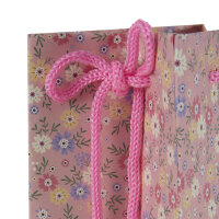 Rosa Flaschentasche mit Blumenmuster, Maße 35 x 12,5 x 9 cm, aus FSC Mix Material