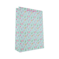 Geschenktasche in Blau mit Blumenmuster, Maße 34,5...
