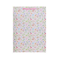Rosa Geschenktasche mit Blumenmuster, 34,5 x 25 x 8,5 cm, FSC Mix zertifiziert
