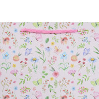 Rosa Geschenktasche mit Blumenmuster, 34,5 x 25 x 8,5 cm, FSC Mix zertifiziert