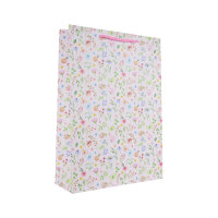 Rosa Geschenktasche mit Blumenmuster, 34,5 x 25 x 8,5 cm,...