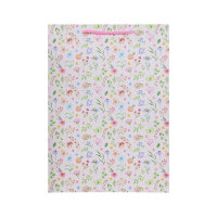 Rosa Geschenktasche mit Blumenmuster, 34,5 x 25 x 8,5 cm, FSC Mix zertifiziert