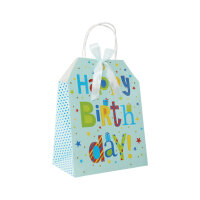 Blaue Geschenktasche Happy Birthday mit den Maßen...