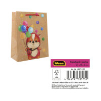 Geschenktasche Happy Birthday mit niedlichem Teddybär-Motiv in den Maßen 23 x 18 x 8 cm aus FSC-Mix-Papier