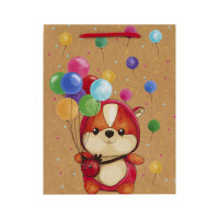 Geschenktasche Happy Birthday mit niedlichem Teddybär-Motiv in den Maßen 23 x 18 x 8 cm aus FSC-Mix-Papier