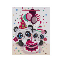 Geschenktasche mit niedlichen Pandas in Schwarz-Weiß, Maße 23 x 18 x 8 cm, FSC Mix zertifiziert