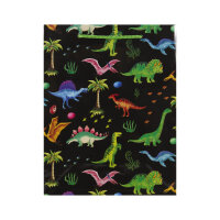 Bunte Geschenktasche mit Dinosaurier-Motiv, 23 x 18 x 8 cm groß und aus FSC-Mix-Material hergestellt