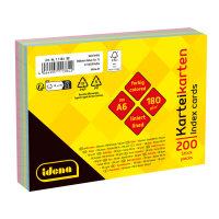 Karteikarten liniert - 180g/m², DIN A6, 200 Stück, 4 Farben
