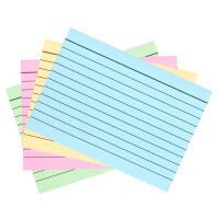 Karteikarten liniert - 180g/m², DIN A6, 200 Stück, 4 Farben