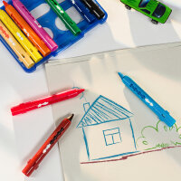 10 kreative Wachsmaler in einer praktischen Kunststoffbox für Kinder zum Malen und Basteln