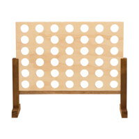 Klassisches Holzspiel 4 in einer Reihe in XXL-Format mit 45 x 56 x 17 cm und bunt gemusterten Spielsteinen.