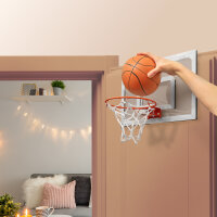 Mini-Basketball-Set für den Innenbereich bestehend aus 4 Teilen in den Maßen 45,8 x 30,6 x 6,5 cm.