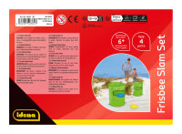 Wurfspiel Frisbee Slam Set in Grün, Rot und Blau mit 4 Teilen in bunter Verpackung.