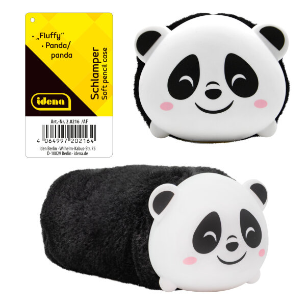 Flauschiger Panda-Schlamper in Schwarz-Weiß mit niedlichem Gesichtsausdruck und einer Größe von 22 cm