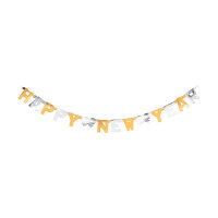 Girlande Happy New Year - gold/silber, 300 cm