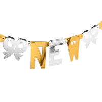 Girlande Happy New Year - gold/silber, 300 cm