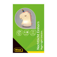 LED Nachtlicht - Einhorn, mit Fernbedienung, weiß, 11cm, USB Lithium Ionen Akku