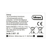 LED Lampe - Akku, USB C, warmweiß, 16 x 29 cm, dimmbar