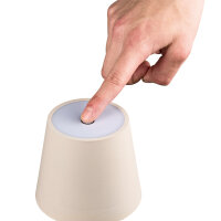 LED Tischleuchte - touch, Akku, USB, beige, 11 x 38 cm, dimmbar, Innen und Außen