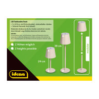 LED Tischleuchte - touch, Akku, USB, beige, 11 x 38 cm, dimmbar, Innen und Außen