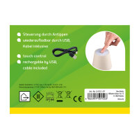 LED Tischleuchte - touch, Akku, USB, beige, 11 x 38 cm, dimmbar, Innen und Außen