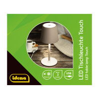 LED Tischleuchte - touch, Akku, USB, beige, 11 x 38 cm, dimmbar, Innen und Außen