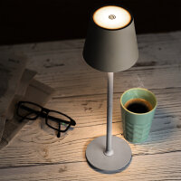 LED Tischleuchte - touch, Akku, USB, grau, 11 x 38 cm, dimmbar, Innen und Außen