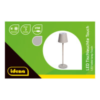 LED Tischleuchte - touch, Akku, USB, grau, 11 x 38 cm, dimmbar, Innen und Außen