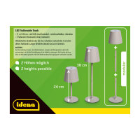 LED Tischleuchte - touch, Akku, USB, grau, 11 x 38 cm, dimmbar, Innen und Außen