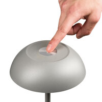 LED Tischleuchte - touch, Akku, USB, grau, 15 x 33 cm, dimmbar, Innen
