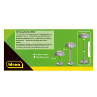 LED Tischleuchte - touch, Akku, USB, grau, 15 x 33 cm, dimmbar, Innen