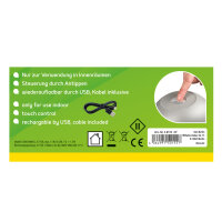 LED Tischleuchte - touch, Akku, USB, grau, 15 x 33 cm, dimmbar, Innen