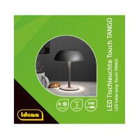 LED Tischleuchte - touch, Akku, USB, grau, 15 x 33 cm, dimmbar, Innen