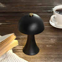 LED Tischleuchte - touch, Pilzform, Akku, USB C, schwarz, 10 x 16,5 cm, dimmbar, Innen