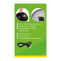 LED Tischleuchte - touch, Pilzform, Akku, USB C, schwarz, 10 x 16,5 cm, dimmbar, Innen