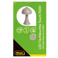 LED Tischleuchte - touch, Pilzform, Akku, USB C, grau, 10 x 16,5 cm, dimmbar, Innen
