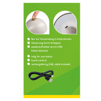 LED Tischleuchte - touch, Pilzform, Akku, USB C, grau, 10 x 16,5 cm, dimmbar, Innen