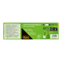 LED Echtwachskerze - Flackerlicht, 6h Timer, warmweiß, 7,5 x 11 cm, batteriebetrieben, 4fach sortiert