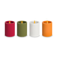 LED Echtwachskerze - Flackerlicht, 6h Timer, warmweiß, 7,5 x 11 cm, batteriebetrieben, 4fach sortiert