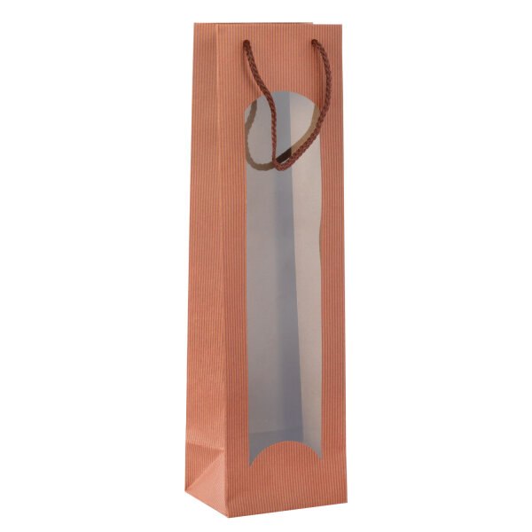 Flaschentasche mit Fenster - kupfer, 10 x 36 x 8 cm