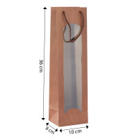 Flaschentasche mit Fenster - kupfer, 10 x 36 x 8 cm