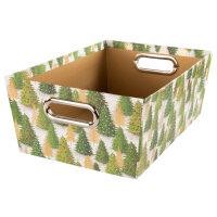 Ablagekorb Tanne - grün/gold, 33 x 22,9 x 12,7 cm