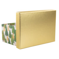 Geschenkbox Tanne - grün/gold, 20 x 15 x 9 cm