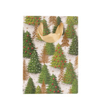 Geschenktasche Tanne - grün/gold, 16 x 11,5 x 6 cm