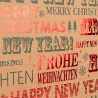 Papiertasche - Schriftzüge Frohe Weihnachten / Happy New Year, 15 x 12 x 5 cm