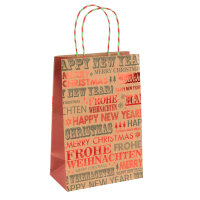 Papiertasche Schriftzüge - Frohe Weihnachten / Happy...