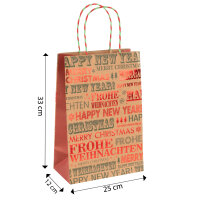 Papiertasche Schriftzüge - Frohe Weihnachten / Happy New Year 33 x 25 x 12 cm