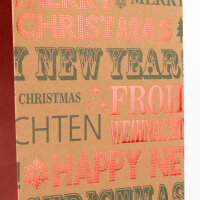 Flaschentasche Schriftzüge - Frohe Weihnachten / Happy New Year, 36 x 12 x 9 cm